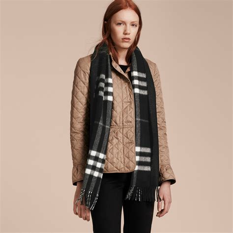 burberry metallic check cashmere scarf